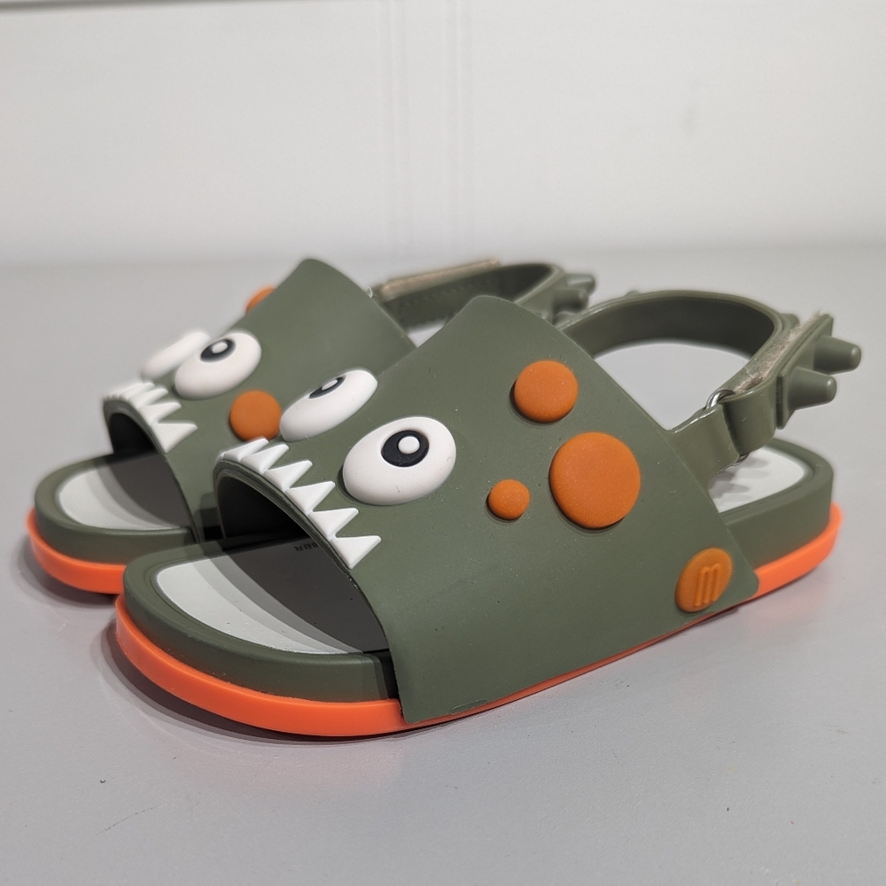 Mini Melissa Monster Sandals - Green and Orange - size 9 usa